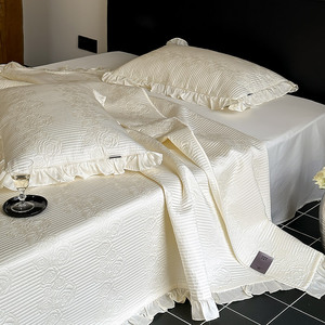 春夏季60S天丝床盖款三件套绗缝玫瑰纯色大床单夏凉被床垫保护罩