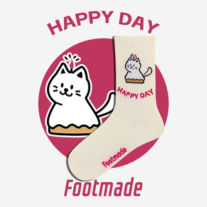 【猫咪蛋糕】可爱袜子女哈基米显白米色中筒袜男长袜透气生日礼物