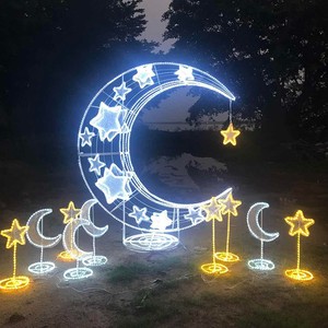 中秋led发光月亮星星造型灯户外防水广场灯光节日景观亮化装饰灯