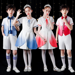 国庆合唱表演服儿童小学生女童朗诵唱歌演讲比赛新款舞台演出服装