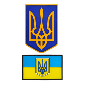 3D立体乌克兰国徽 PVC三叉戟旗帜 军迷臂章 防水背包贴纪念章勋章