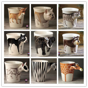 泰国进口纯手工3D立体动物马克杯 陶瓷咖啡杯水杯子 生日礼物