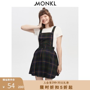 MONKI春秋 学院风格纹背带裙吊带裙短裙格子连衣裙女 06