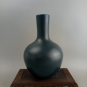 清雍正手工瓷墨兰釉天球瓶 做旧仿清代古瓷器 古玩古董收藏摆件