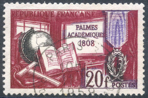 YT1190法国邮票1959年：法国一级教育勋章颁发150周年信销上品