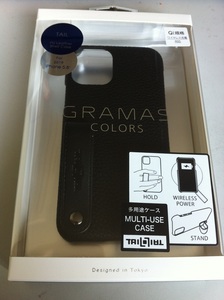 日本GRAMAS适用于iphone 11 PRO MAX TAIL旋转指环压纹皮手机壳