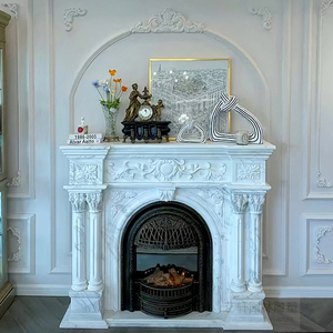 大理石房山汉白玉壁炉架爵士白法式欧式别墅客厅石雕装饰柜定制