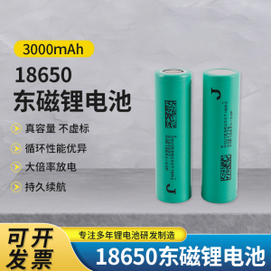 全新东磁18650锂电池大容量3000mah强光手电筒头灯10c充电电池3.7