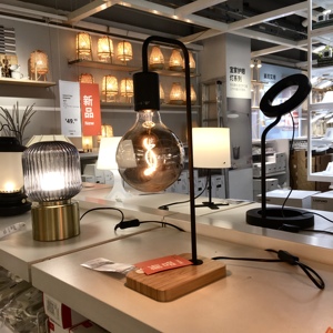 设计感小众后现代正品IKEA宜家瓦涵玻璃球装饰台灯复古桌面客厅