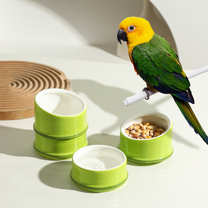 竹子鹦鹉食盒陶瓷食罐食盆鸟杯食碗水碗学吃小型宠物防打翻鸟用品