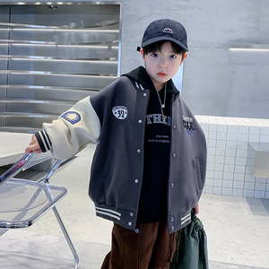 儿童夹棉棒球服冬季2024韩版中大小童男童宝宝加厚夹克外套棉服春