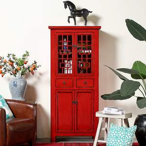 正品新中式仿古典家具实木红色漆衣柜衣橱现代喜字储物卧室柜搭配