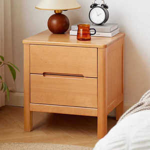 实木榉木床头柜卧室小型迷你床边柜简易收纳置物柜带锁小柜子超窄