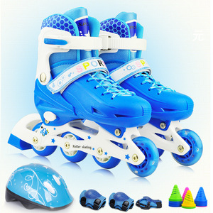 儿童运动鞋套装单闪直排轮滑鞋旱冰鞋滑冰鞋可调节男女童溜冰鞋潮