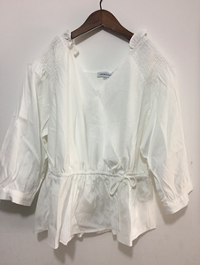 Cache纯白色v领衬衫女2020夏季新款法式收腰气质设计感2416009123