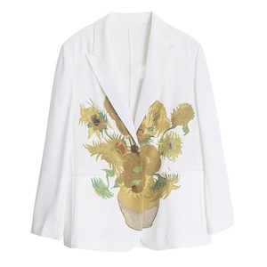 女装剪标春夏薄款时尚手绘向日葵长袖西装外套A6BAB2112/A1-9-3