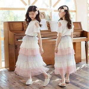 女童半身长裙彩虹裙夏季韩版中大童装时尚洋气轻熟儿童网纱蛋糕裙