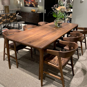 北美黑胡桃实木家用长方形餐厅长条大饭桌餐桌椅子书桌