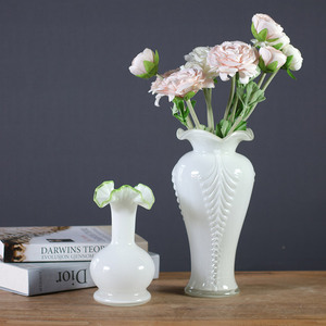 欧式芬顿创意手工琉璃花瓶摆件客厅插花白色水养富贵竹干花专用瓶