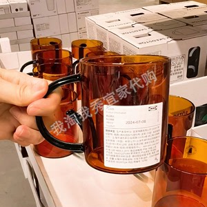 宜家国内代购 斯库斯托 杯 多色 褐色/绿色 410毫升玻璃咖啡茶杯