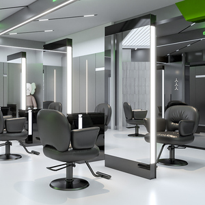 高端网红理发店镜子发廊专用简约风单双面落地美发镜台带灯剪发镜