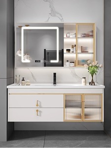 陶瓷一体盆浴室柜组合现代轻奢小户型洗手池洗脸盆卫生间洗漱台柜