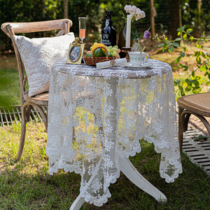 蕾丝白色桌布ins风茶几餐桌布艺法式复古圆桌甜品长方形台布盖巾