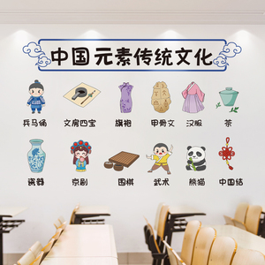 中国元素传统文化小图案墙贴纸自粘幼儿园环创主题墙装饰布置贴画