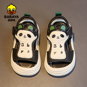 芭芭鸭2024夏季新款包头儿童凉鞋女童鞋子男童小童宝宝夏款熊猫鞋