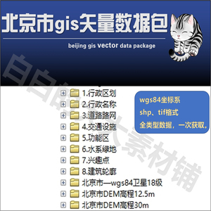 北京shp矢量数据建筑道路网水系兴趣点poi行政区划dem高程卫星图