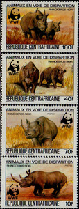 KAW310中非1983年犀牛(WWF)  邮票新4全