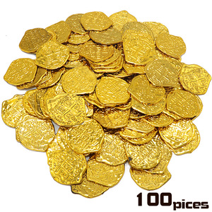 西班牙加勒比海盗金币Doubloon仿真玩具硬币道具儿童奖励金银铜币