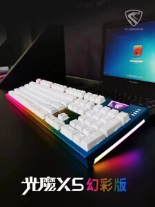 腹灵光魔X5机械键盘光轴青轴红轴防水可插拔有线电脑电竞键盘