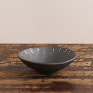 外贸原单出口日本日式黑色金属釉手绘条纹陶瓷小碗粥碗菜碗凉菜