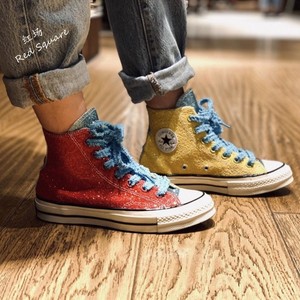 匡威Converse JW Anderson1970s联名闪粉亮片红黄鸳鸯拼接164694c