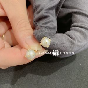 鹿丨日本代购 AHKAH 18Kyg 珍珠钻石 仓荣奈奈 耳钉 直邮
