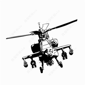军事战争直升机战斗机墙贴纸军迷卧室客厅装饰画自粘镂空防水壁纸