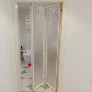 上海定制白色窄边厨房超白水波纹卫生间折叠门吊轨长虹玻璃厕所门