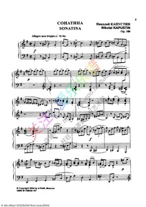 Kapustin 卡普斯汀 小奏鸣曲 Sonatina Op.100 钢琴谱
