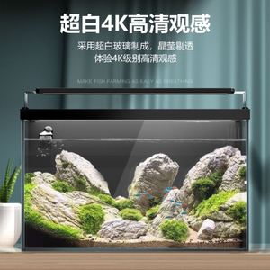 鱼缸超白生态客厅小型桌面背滤免换水造景龟缸水族箱带盖养鱼新手