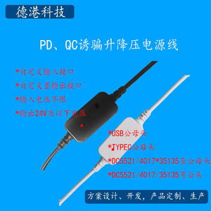 USB-C充电宝转24V0.5a1A车载净化器护眼台灯扫地机器人按摩电源线