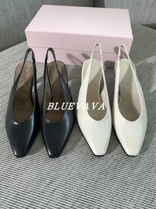 BLUEVAVA|女装 真皮包头鞋 法式V口尖头侧拉带高跟鞋