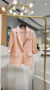 蔚雯velwin女装 2023年夏季新款 粉色西装外套MEWW374X27-799