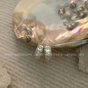 个性米珠花朵环形耳环小众设计感气质925银针简约百搭高级感耳饰~