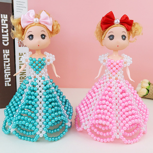 串珠成品芭巴比珍珠娃娃手工编织迷糊公主女孩礼物可爱摆件小玩具
