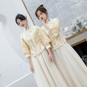 出租伴娘服中式2020新款夏天仙气质中国风姐妹裙伴娘团礼服大码女
