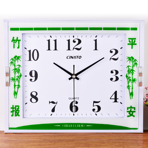 钟表方形客厅时钟卧室简约挂钟中式创意壁钟静音电子石英钟表