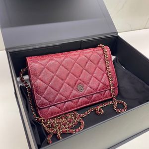 99新 Chanel/香奈儿 woc 酒红 复古金扣