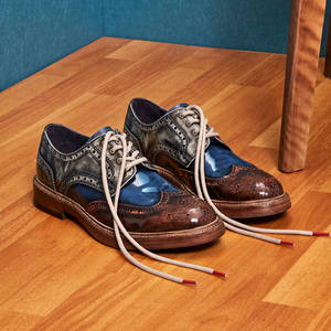爱得堡男士皮鞋真皮商务休闲鞋复古英伦布洛克夏季德比鞋