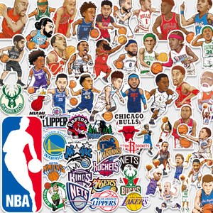 61张NBA篮球队标库里科比球星笔记本电脑水杯手机壳个性卡通贴纸
